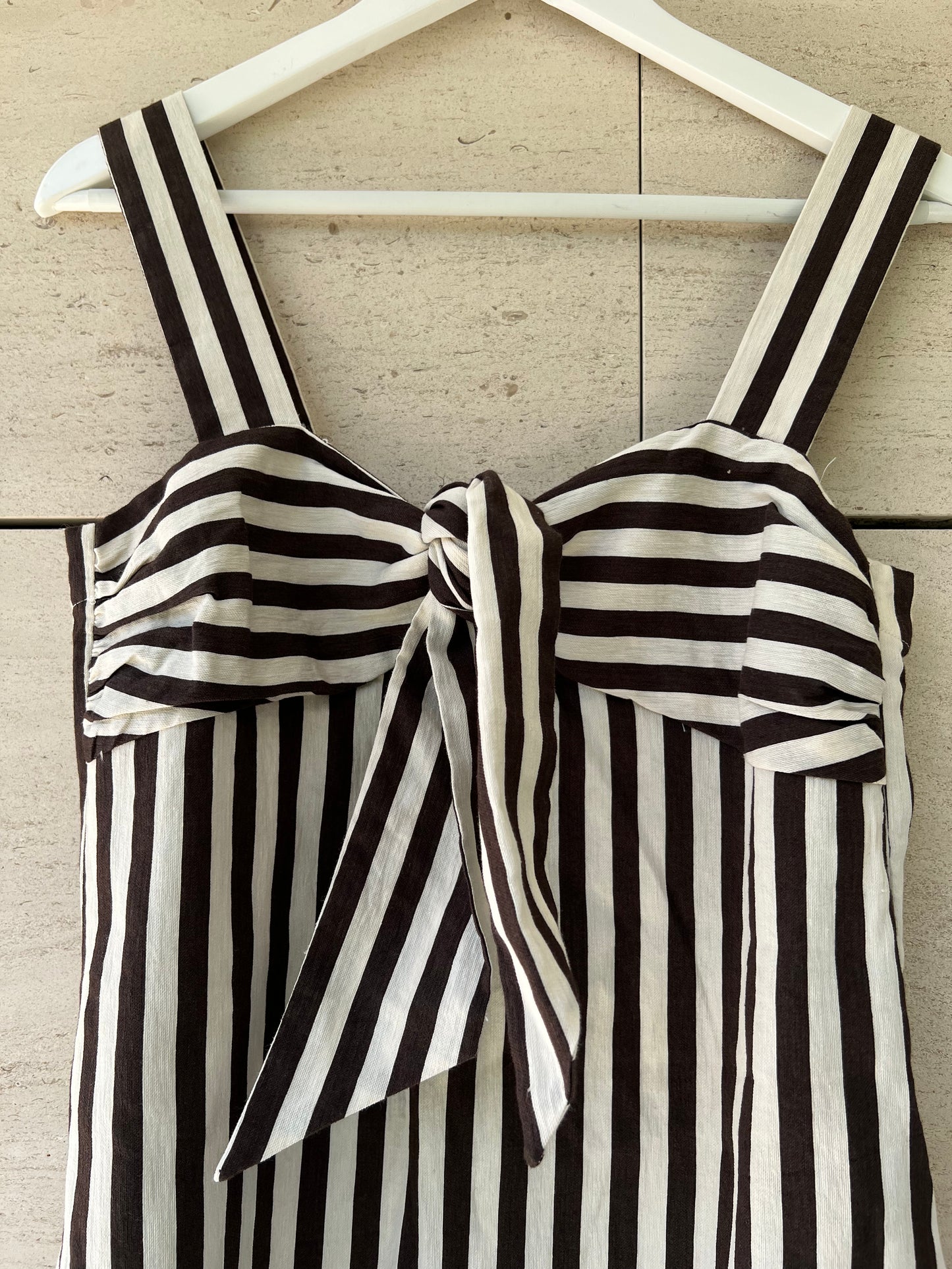 MASSIMO DUTTI. Vestido largo rayas marrones T.36