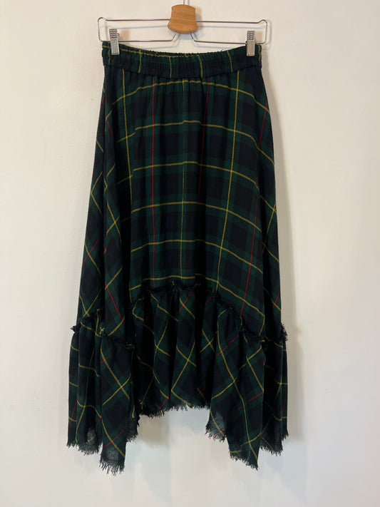 ZARA. Falda verde  cuadros T.xs