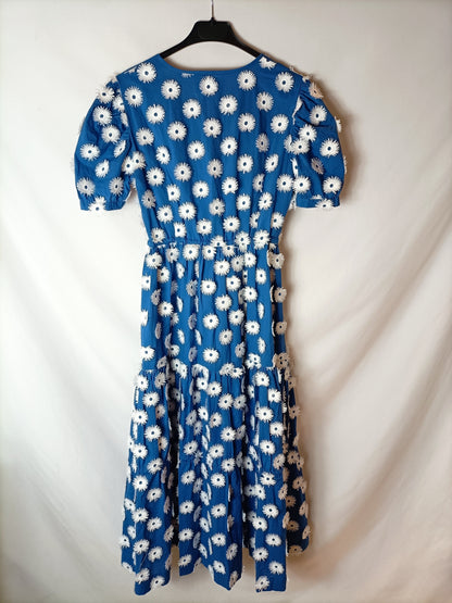 ANDION. Blue dress with embossed details. TS/M
