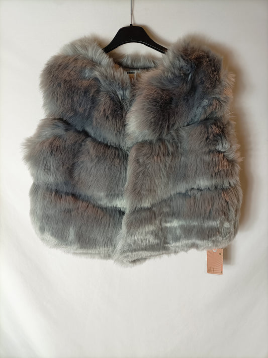 TANTREND. Chaleco pelo gris. T U