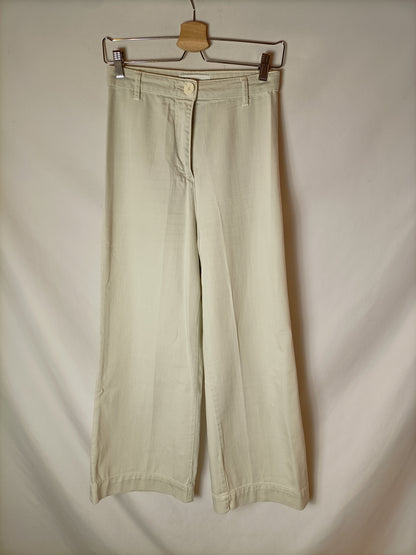 ZARA. Pantalón culotte beige piedra. T 34