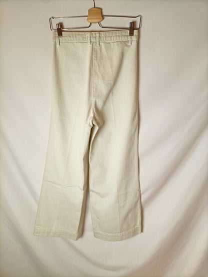 ZARA. Pantalón culotte beige piedra. T 34