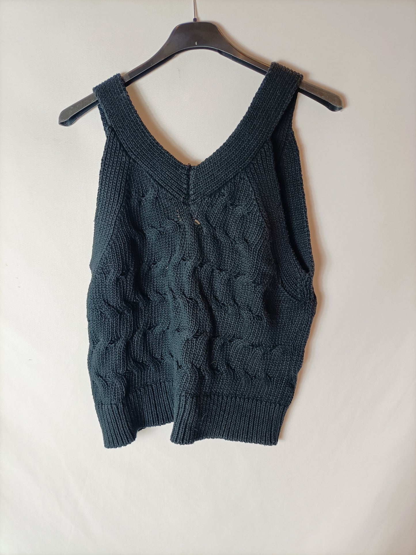 ZARA. Chaleco punto azul marino. T S