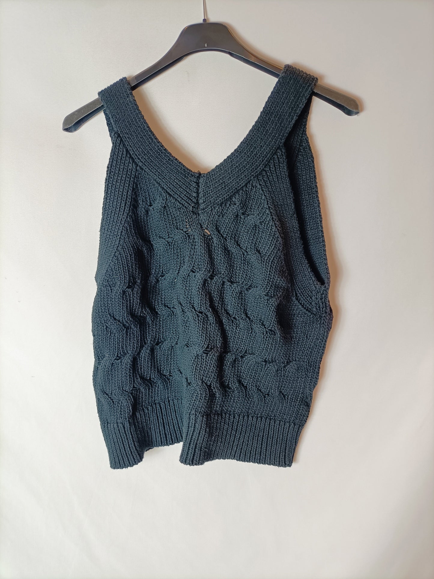 ZARA. Chaleco punto azul marino. T S