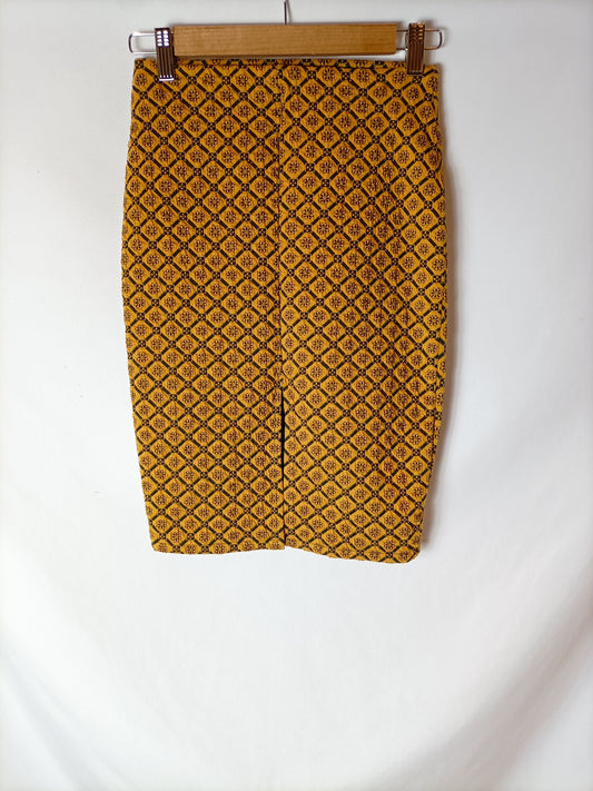 PULL&amp;BEAR. Textured mustard skirt. TM