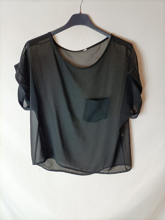 OTRAS. Top negro semitransparente  TU(s)