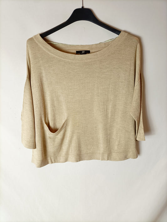 H&M. Top punto beige T.xs