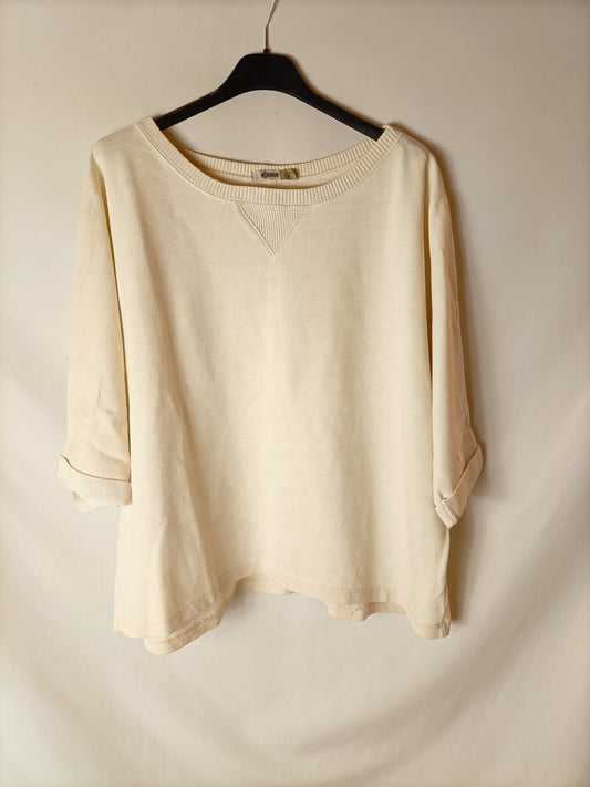 STRADIVARIUS. Top beige hilos T.m