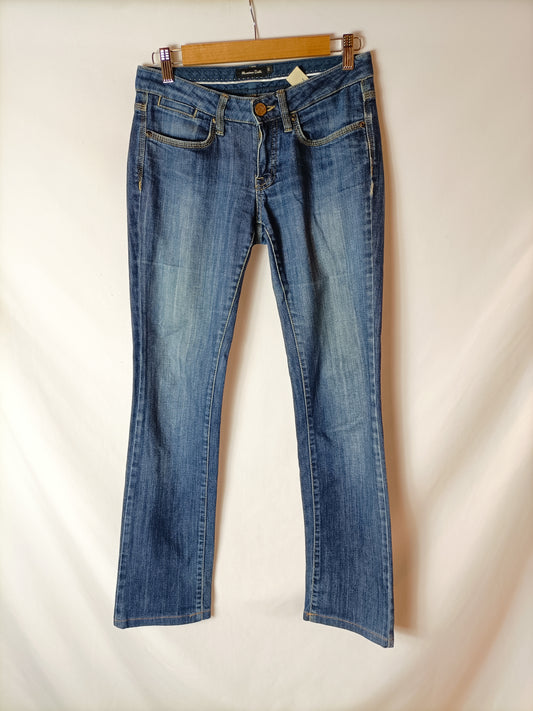MASSIMO DUTTI. Pantalones vaqueros rectos. T 36