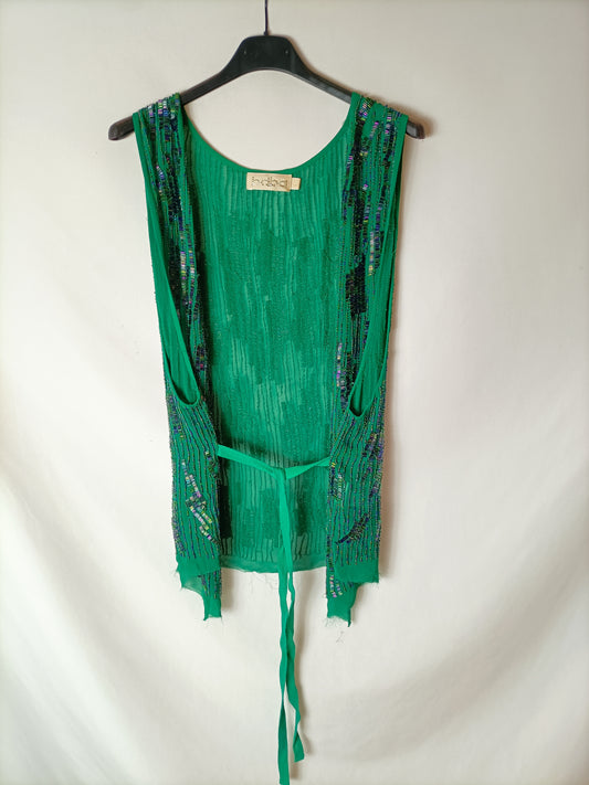 BDBA. Green rhinestone vest. TL