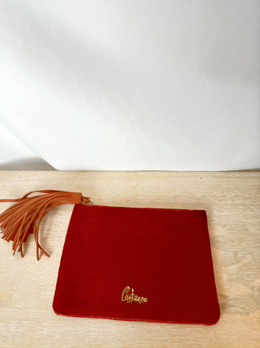 CASTAÑER. Cartera mini textura color teja