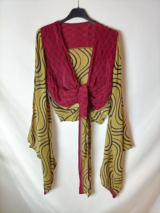 OTRAS. top doble estampado seda T.u(m)