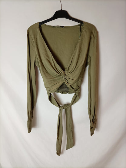 ZARA. Top verde manga larga lazada. T XS