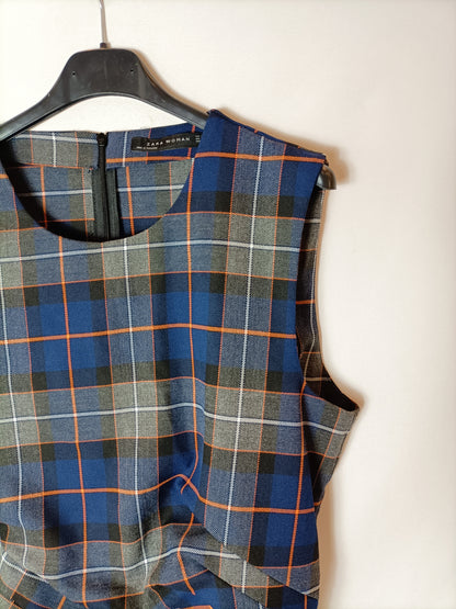 ZARA. Gathered checked top. TL