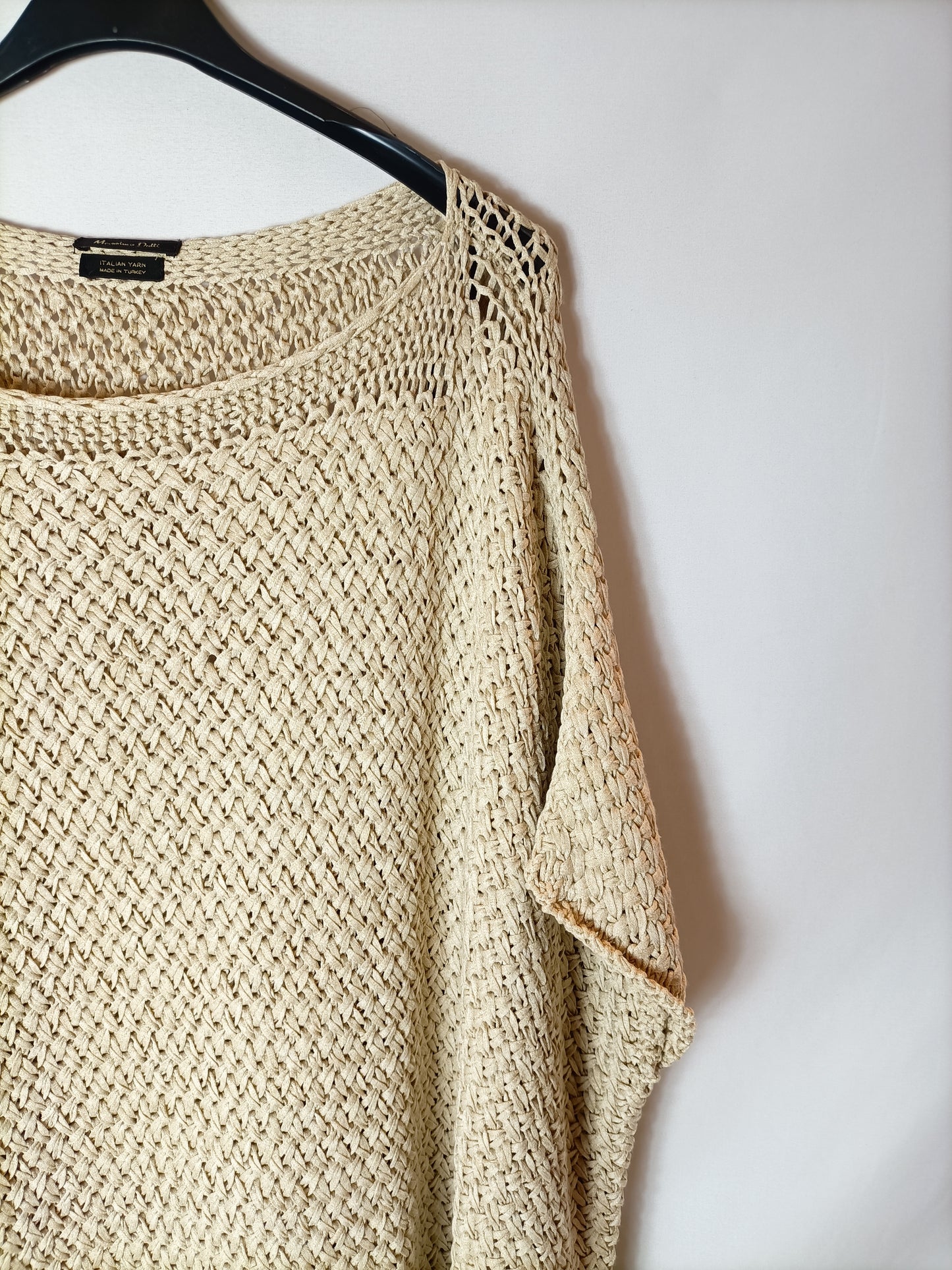 MASSIMO DUTTI. Poncho punto entretiempo beige. T U