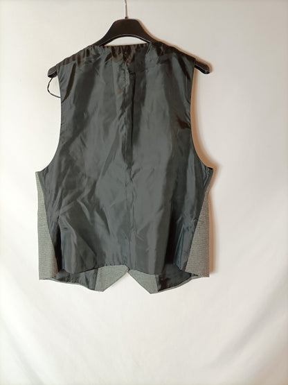 ZARA. Chaleco pata de gallo gris y negro. T XL