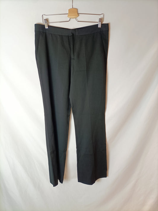 ZARA. Textured black wide-leg trousers. TL