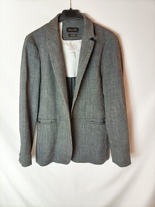 MASSIMO DUTTI. Blazer gris jaspeada. T 42