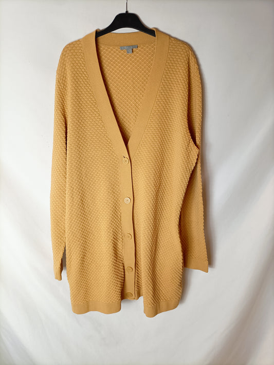COS. Mustard Textured Long Cardigan. TL