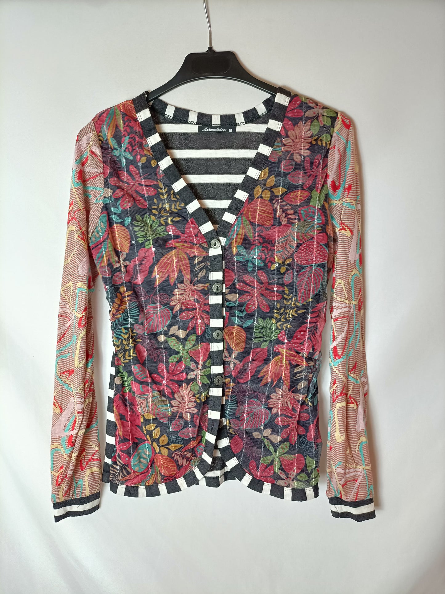 ASIMETRICO. Top/rebeca doble textura T.m