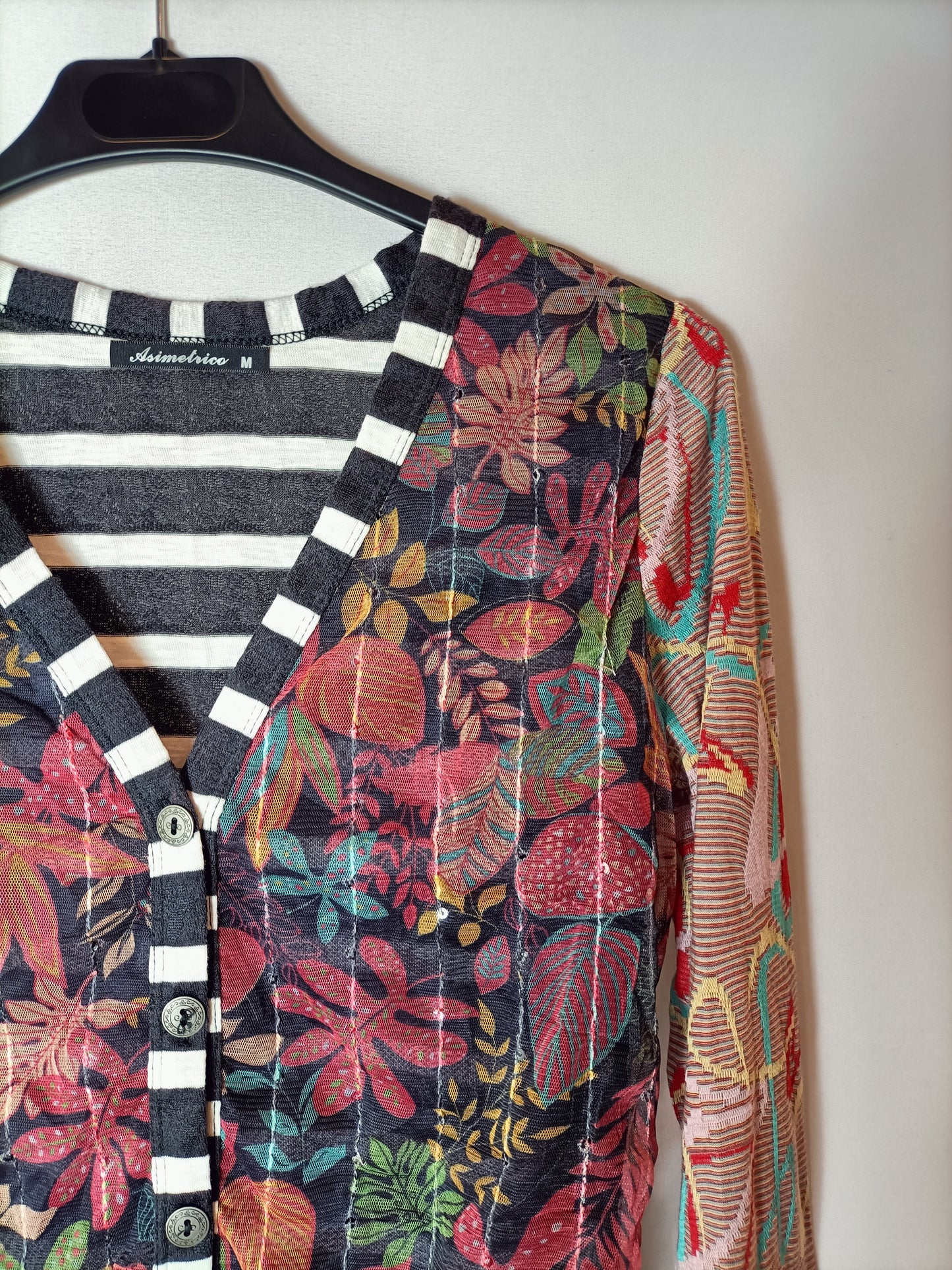 ASIMETRICO. Top/rebeca doble textura T.m