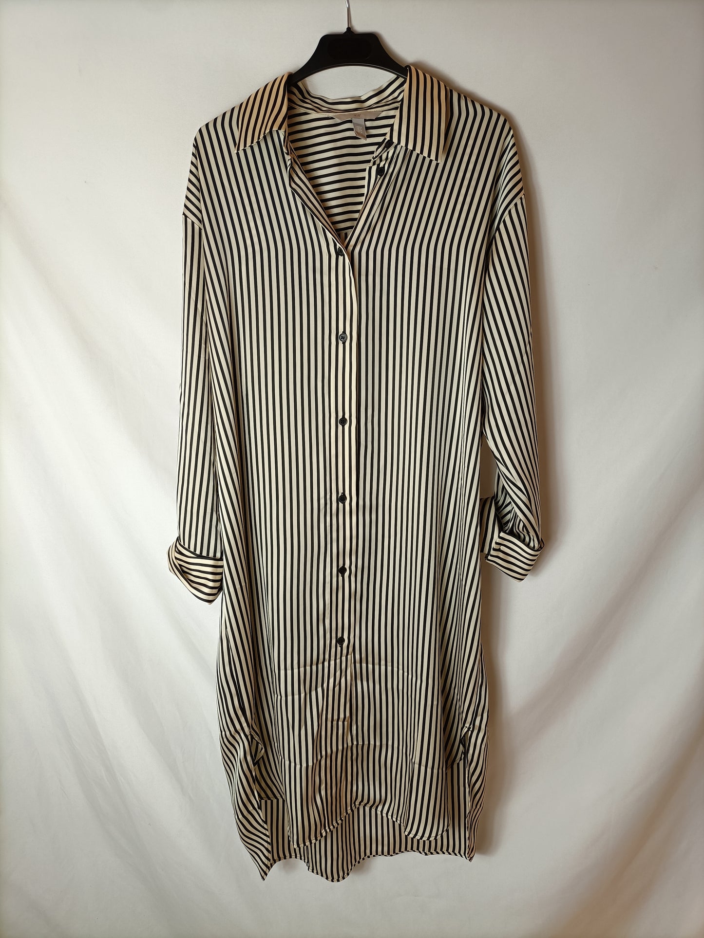 H&amp;M. Beige shirt dress with black stripes. TM