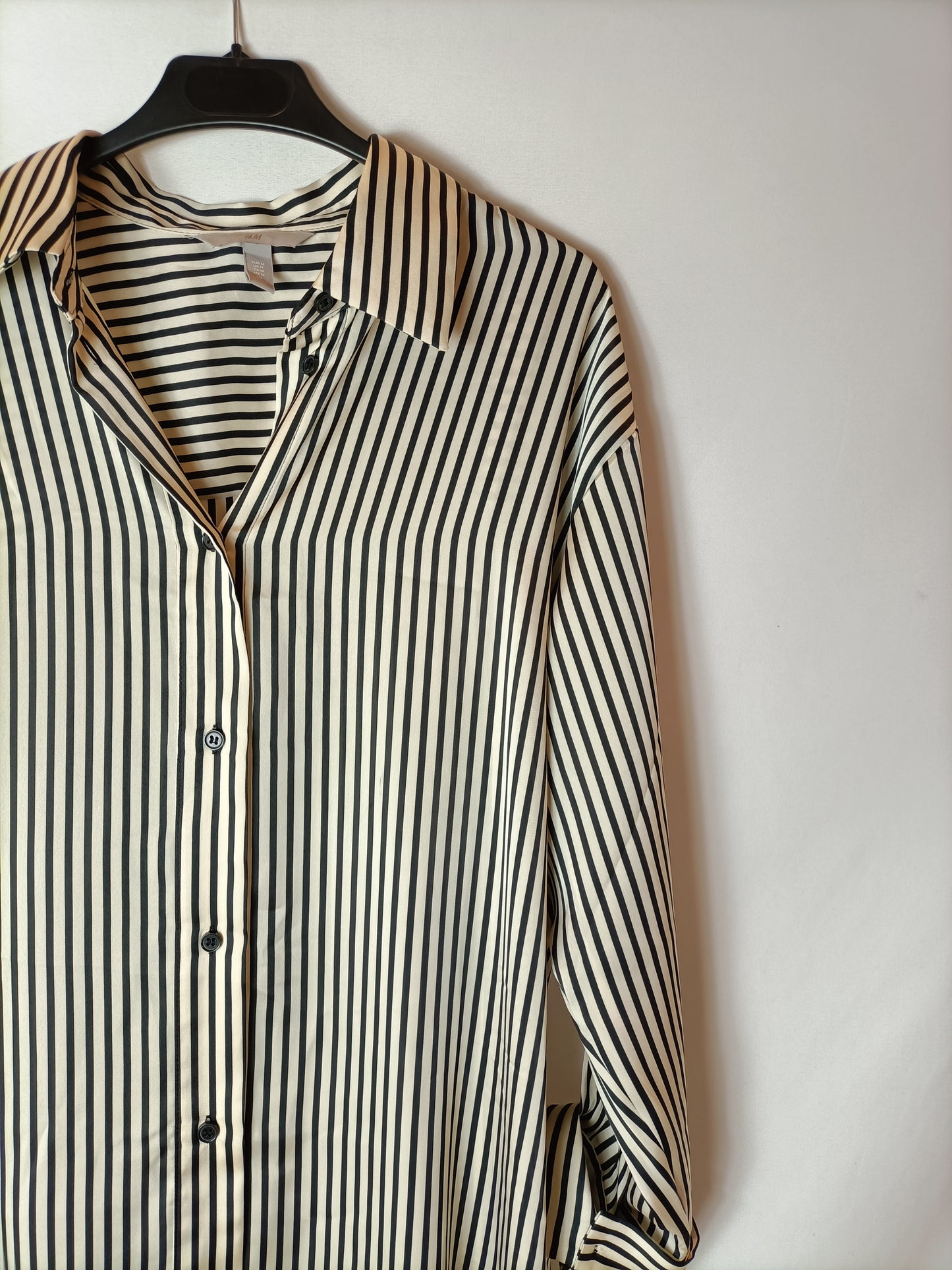 H&amp;M. Beige shirt dress with black stripes. TM