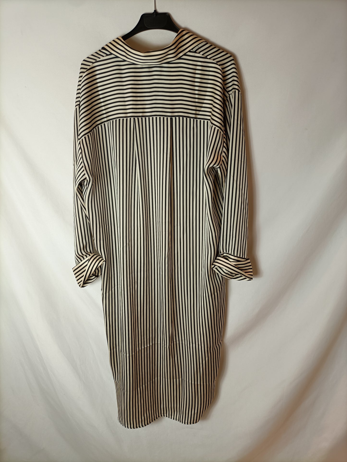 H&amp;M. Beige shirt dress with black stripes. TM