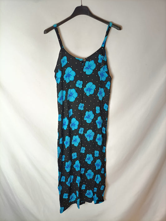 OTHER. Black dress with turquoise flowers. TS