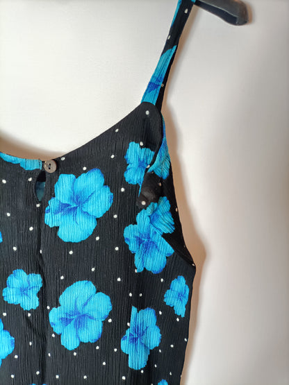 OTHER. Black dress with turquoise flowers. TS