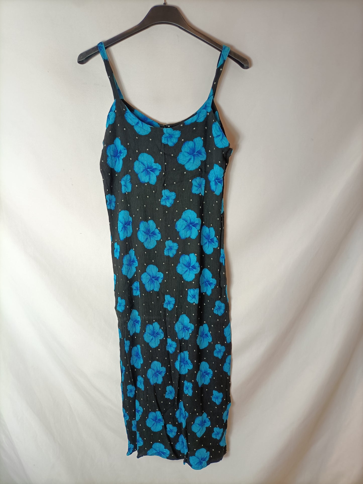 OTHER. Black dress with turquoise flowers. TS