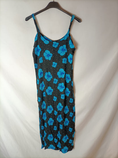 OTHER. Black dress with turquoise flowers. TS