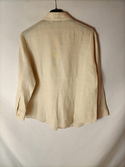 OTHERS. Beige linen-effect blouse. TS