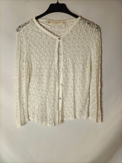 ZARA. Rebeca hilo blanco roto. T S