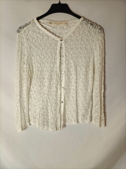 ZARA. Rebeca hilo blanco roto. T S