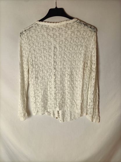 ZARA. Rebeca hilo blanco roto. T S