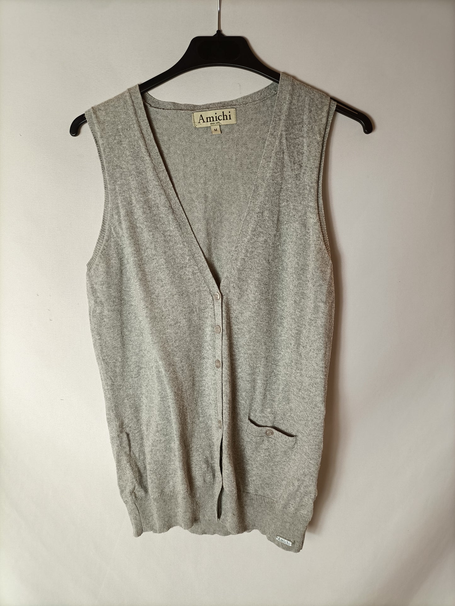 AMICHI. Chaleco gris algodón. T M