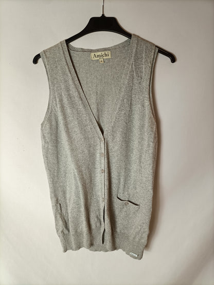 AMICHI. Chaleco gris algodón. T M