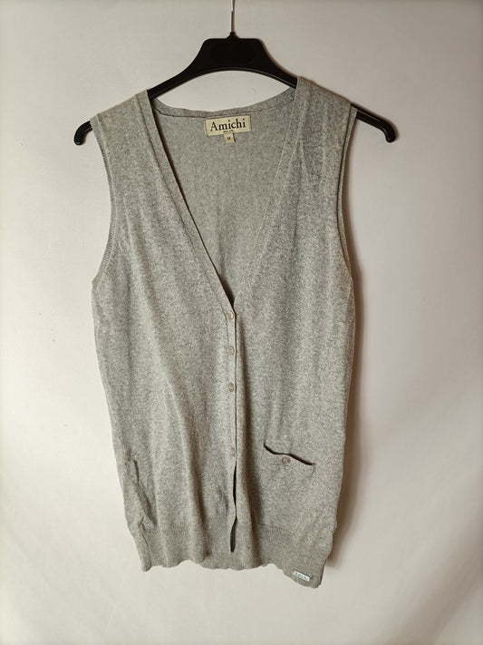 AMICHI. Chaleco gris algodón. T M