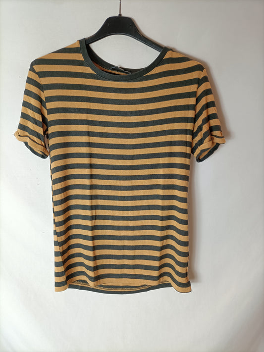 ZARA. Black and camel striped T-shirt. TS