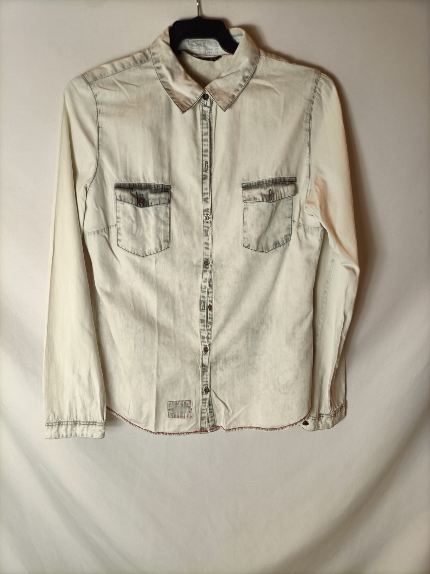 ZARA. Gray worn effect denim blouse. TM