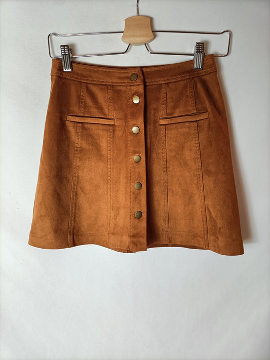 ZARA. Camel faux leather skirt. XS