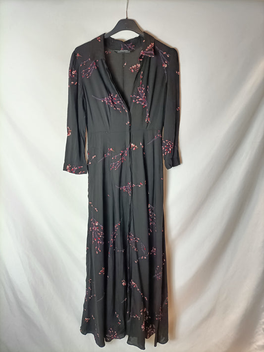 ZARA. Black printed shirt dress. Size XS