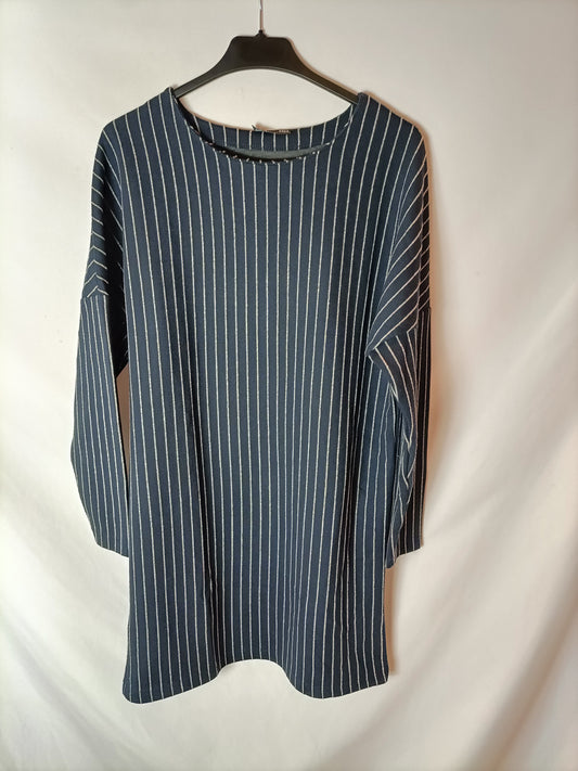 ZARA. Blue striped sweatshirt dress. TS