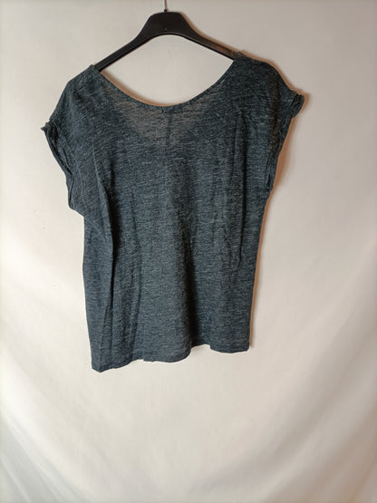 OYSHO. Camiseta gris jaspeada. T M
