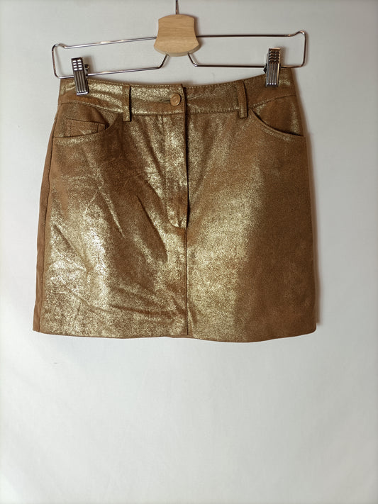 MANGO. Metallic brown skirt. Size 34