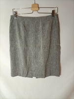 CORDON. Falda gris jaspeada lino y algodón. T 40