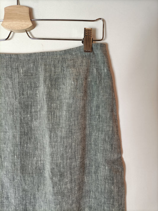 CORDON. Heathered grey linen and cotton skirt. Size 40