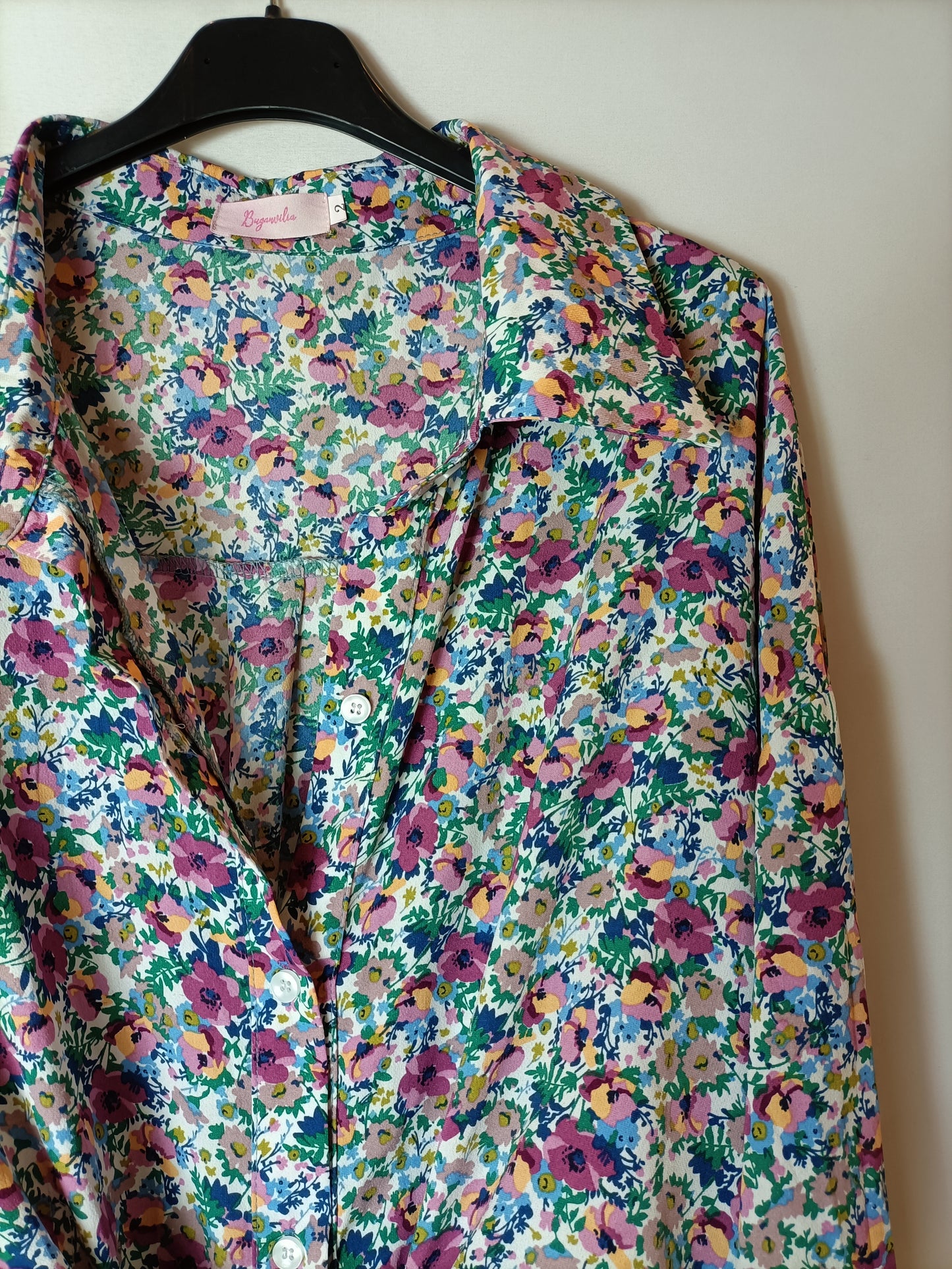 BUGANVILIA. White floral shirt dress (3XL)