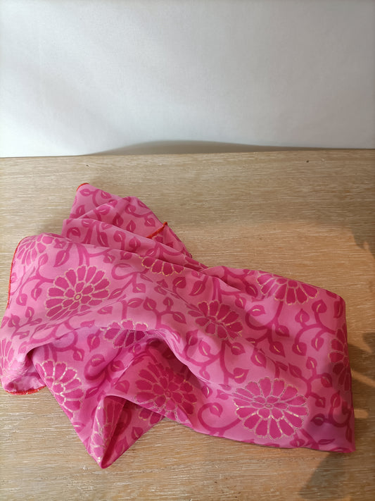 BOUGAINVILIA. Pink silk floral scarf